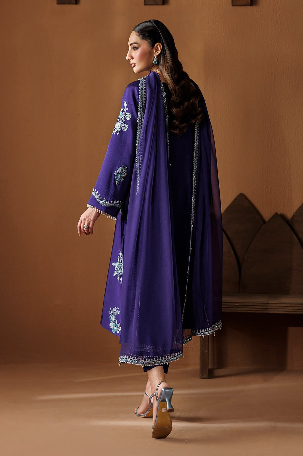 BAROQUE Rich Purple | Elegant White Floral Embroidery
