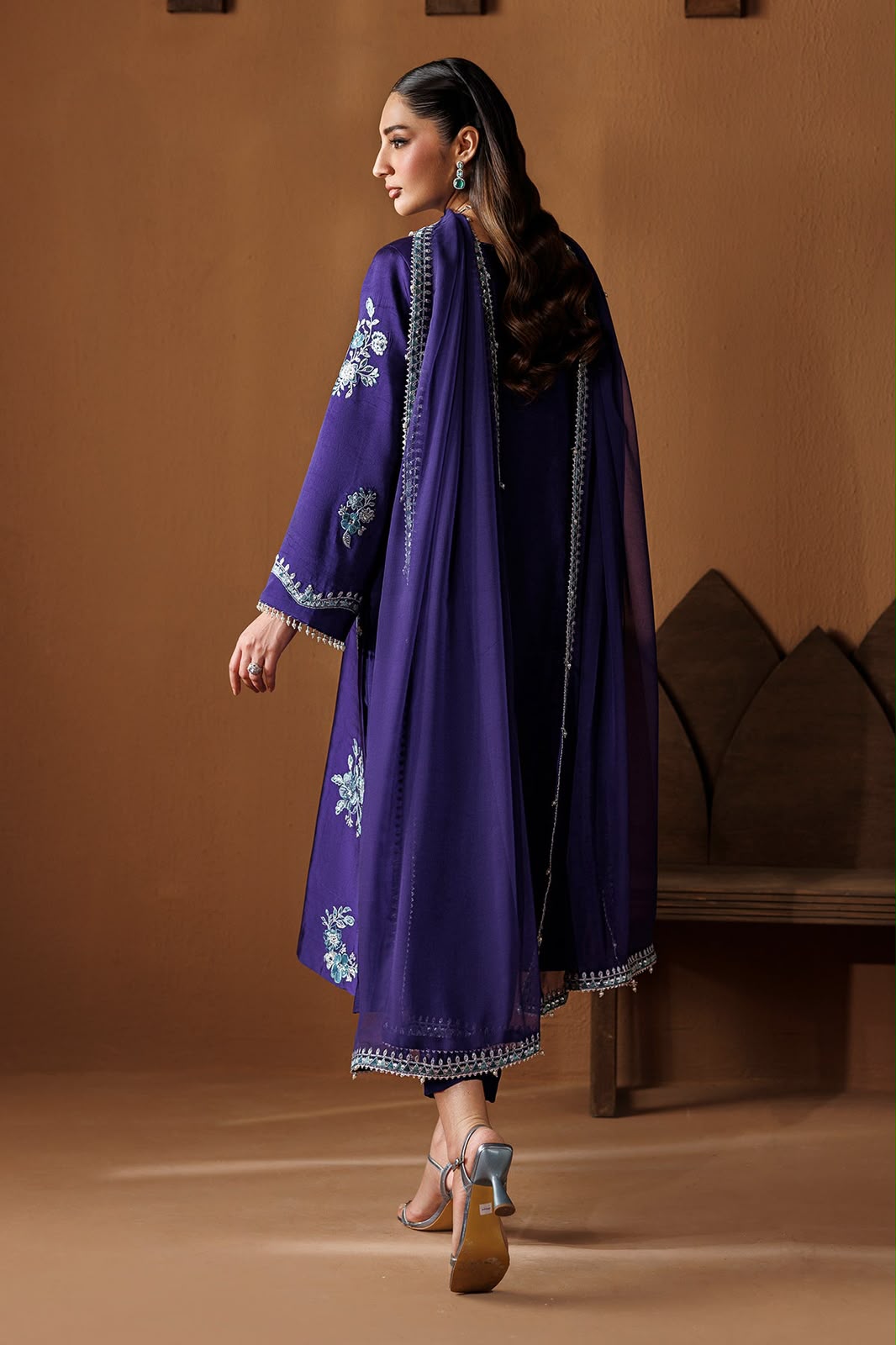 BAROQUE Rich Purple | Elegant White Floral Embroidery