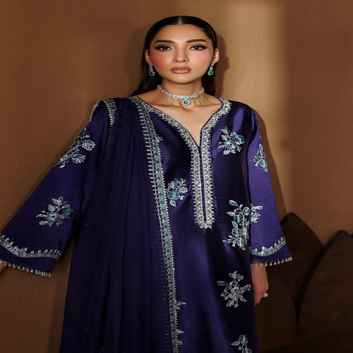 BAROQUE Rich Purple | Elegant White Floral Embroidery