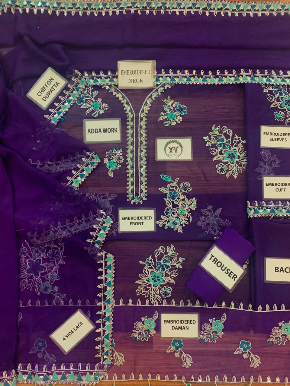 BAROQUE Rich Purple | Elegant White Floral Embroidery