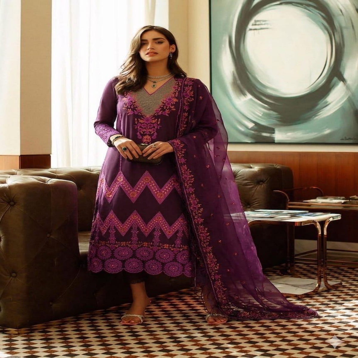 MUSHQ – LAWN CHIKANKARI EMBROIDERED COLLECTION