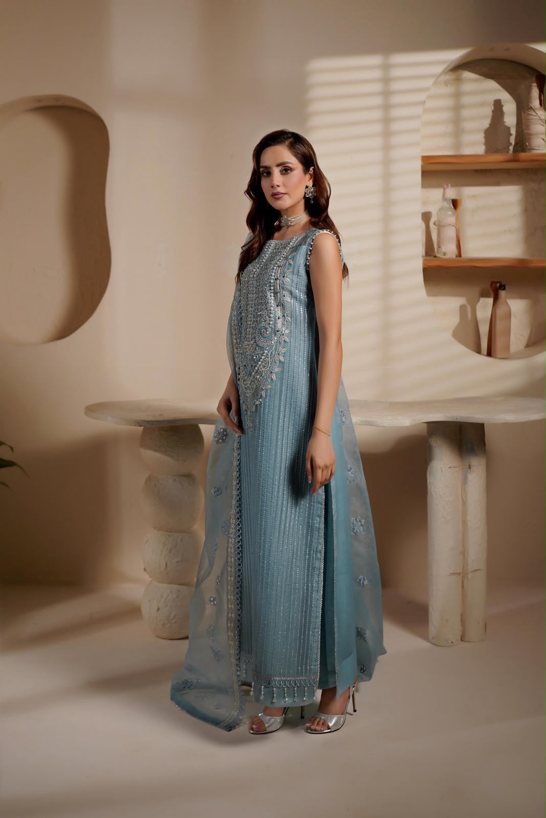 HEAVY EMBROIDERED 3-PIECE SUIT LUXURY ORGANZA COLLECTION