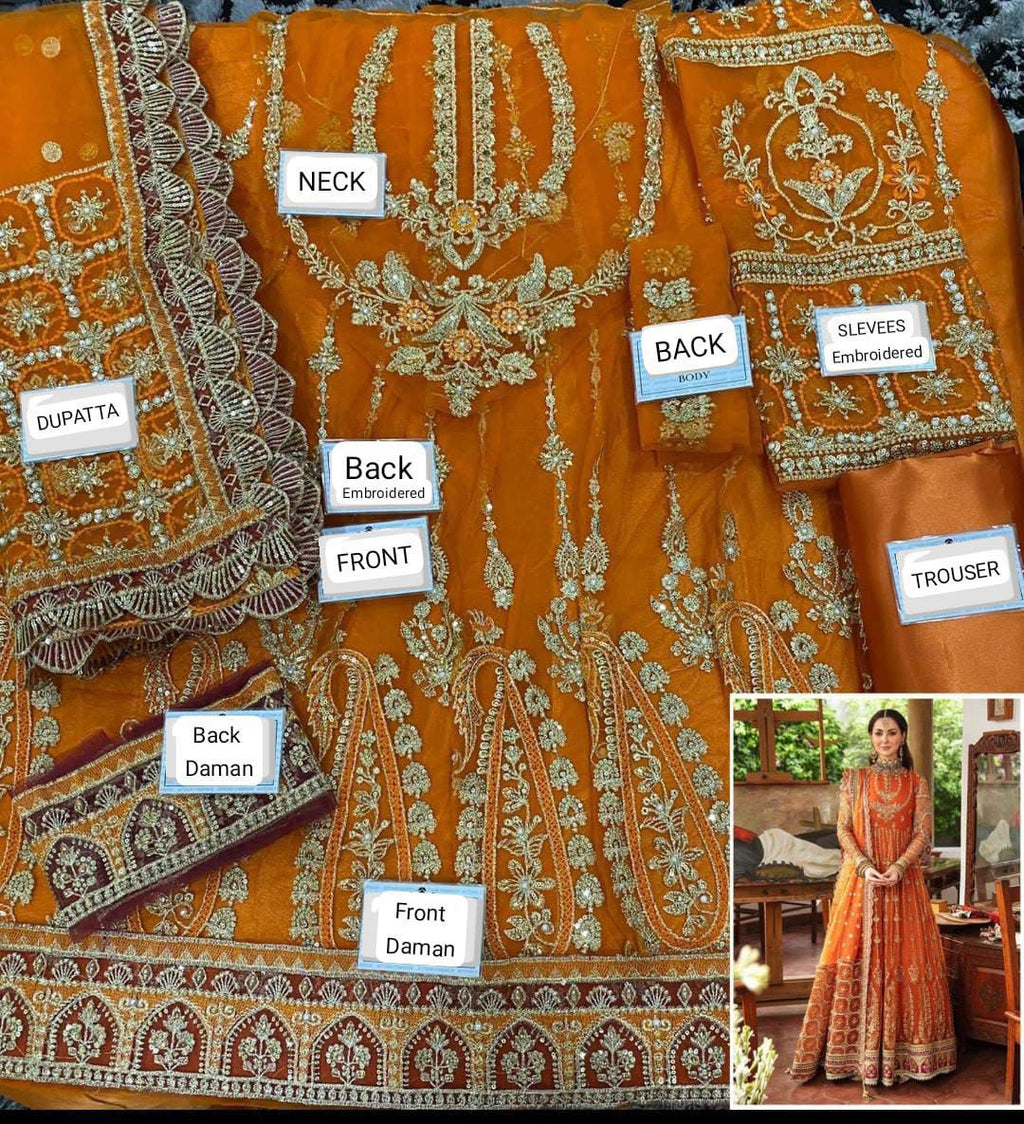 AFROZEH – LUXURY NET EMBROIDERED COLLECTION HEAVY EMBROIDERED 3-PIECE SUIT
