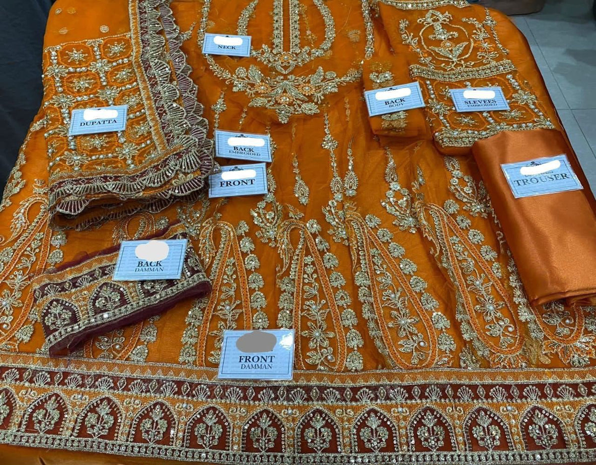 AFROZEH – LUXURY NET EMBROIDERED COLLECTION HEAVY EMBROIDERED 3-PIECE SUIT