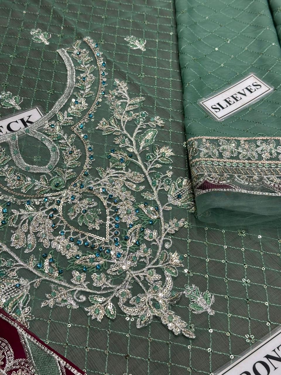 ASIM JOFA – CHIFFON EMBROIDERED COLLECTION UNSTITCHED 3-PIECE SUIT